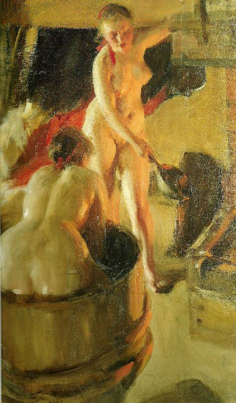 Anders Zorn badande kullor i bastun Spain oil painting art